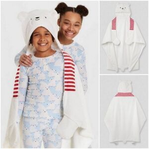 🇬🇪🔸️NWOT Wondershop White & Red Hooded Polar Bear 40x50 Fleece Blanket